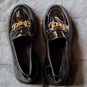 Black patent loafers